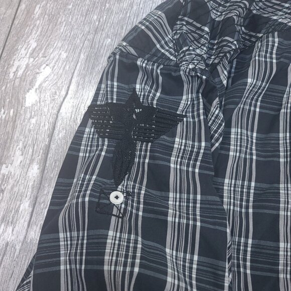 Roar Men Biker Rockabilly Shirt Size XL Black Plaid Strength Refined Long Sleeve - Picture 5 of 10